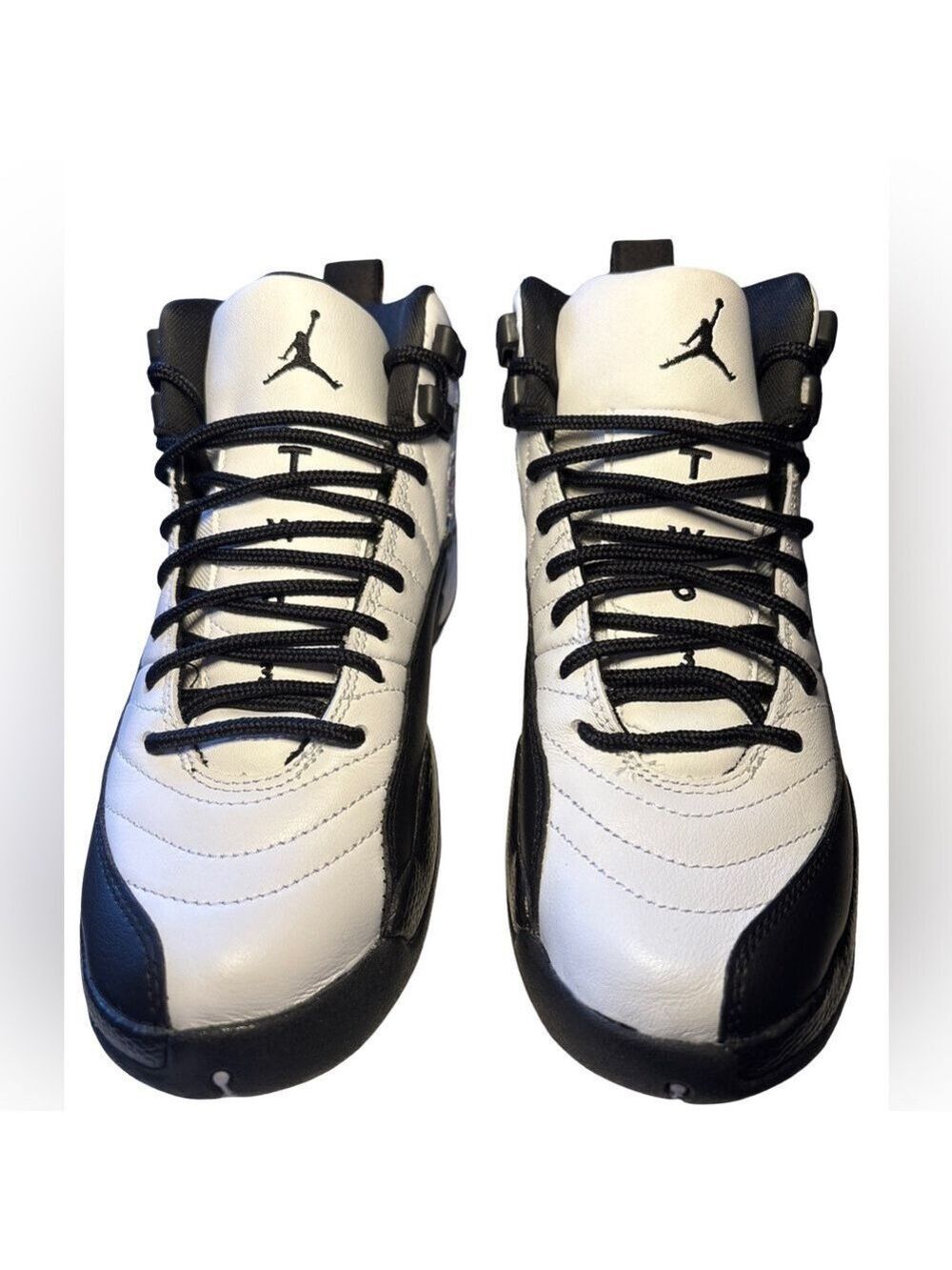 Nike Air Jordan 12 Retro (GS) Girls Black and White Floral Sneakers 3.5 NWOT - Picture 2 of 10